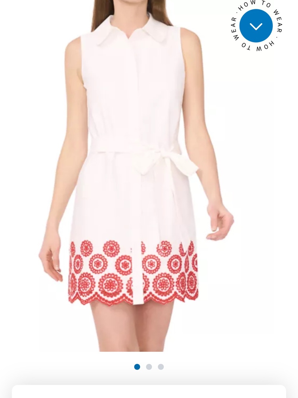 CeCe White Embroidered Shirt Dress XL | Sleeveless Button Front